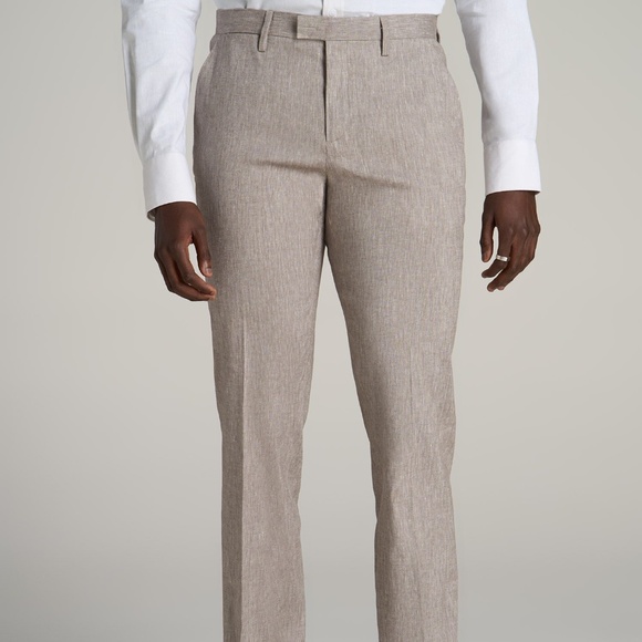 American Tall Other - American Tall Stretch Linen Dress Pants for Tall Men in Brown Linen Size 30x38
